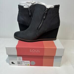 NEW! Naturalizer Soul Women's Haley2 Black Wedge Ankle Bootie Boots Size 9.5